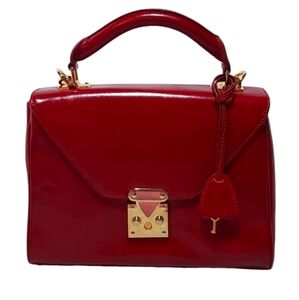 MYSTWORD red handbag with gold hardware and detachable shoulder strap